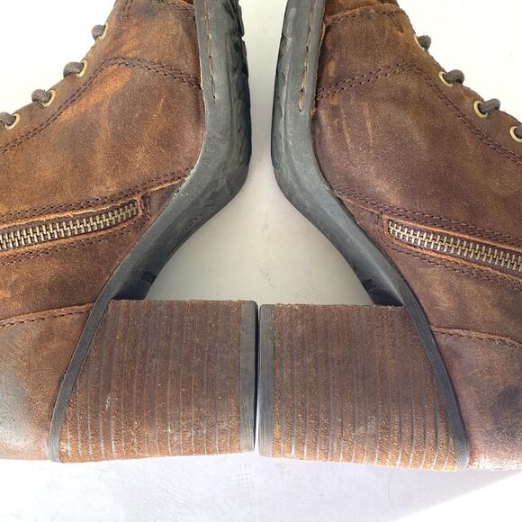 Born Cass Brown Suede Block Heel Boots Sz 8.5 Boho Moto Combat Urban Festival - Picture 14 of 15